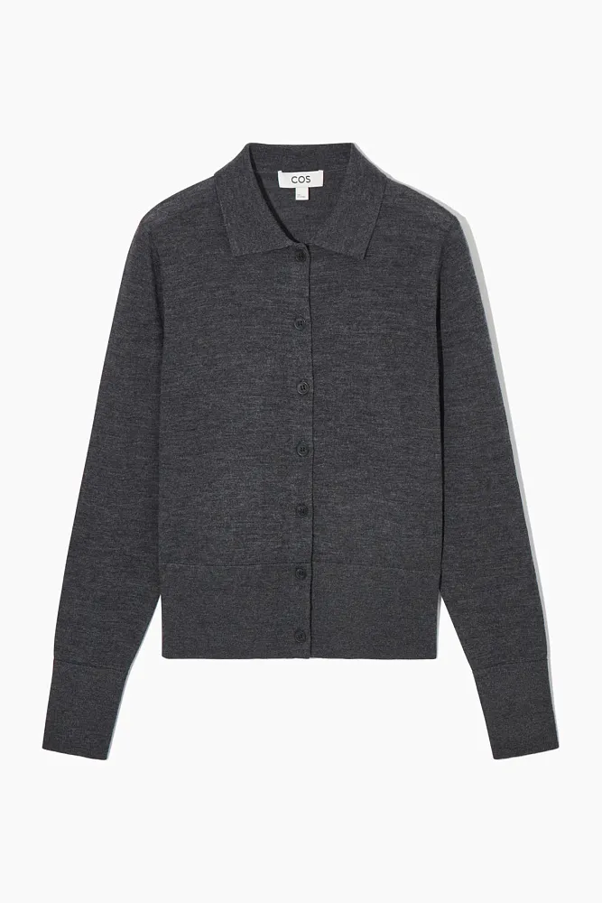 Кардиган из шерсти мериноса с воротником COS