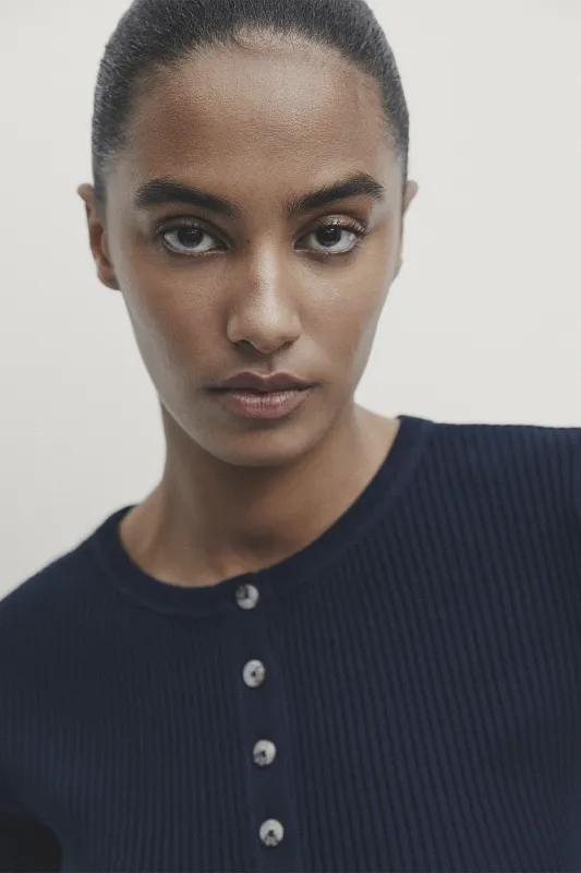 Трикотажный топ с воротником хенли MASSIMO DUTTI Трикотажный топ с воротником хенли MASSIMO DUTTI