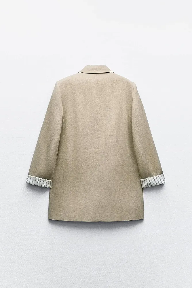 Льняной пиджак без застежки ZARA