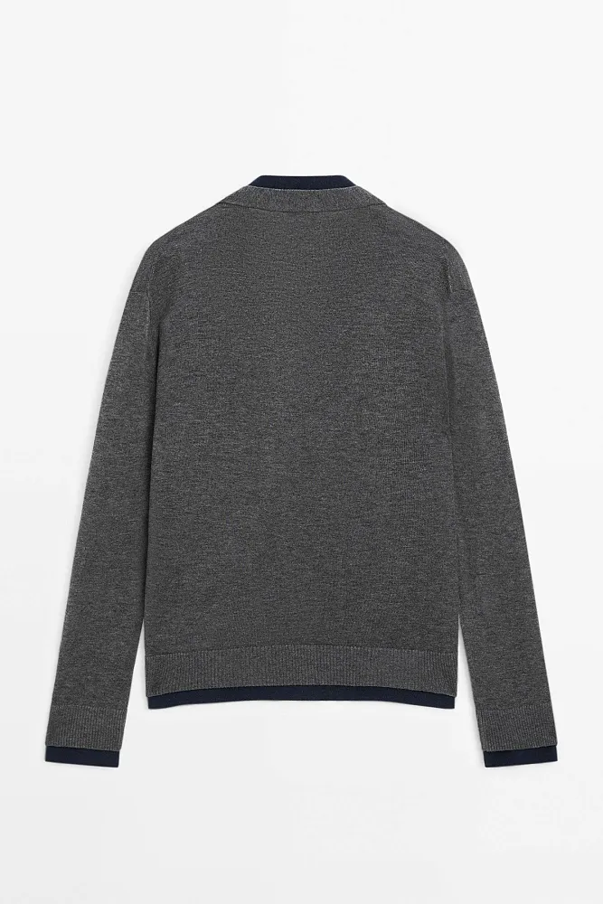 Кардиган из смесовой шерсти с двойной окантовкой MASSIMO DUTTI
