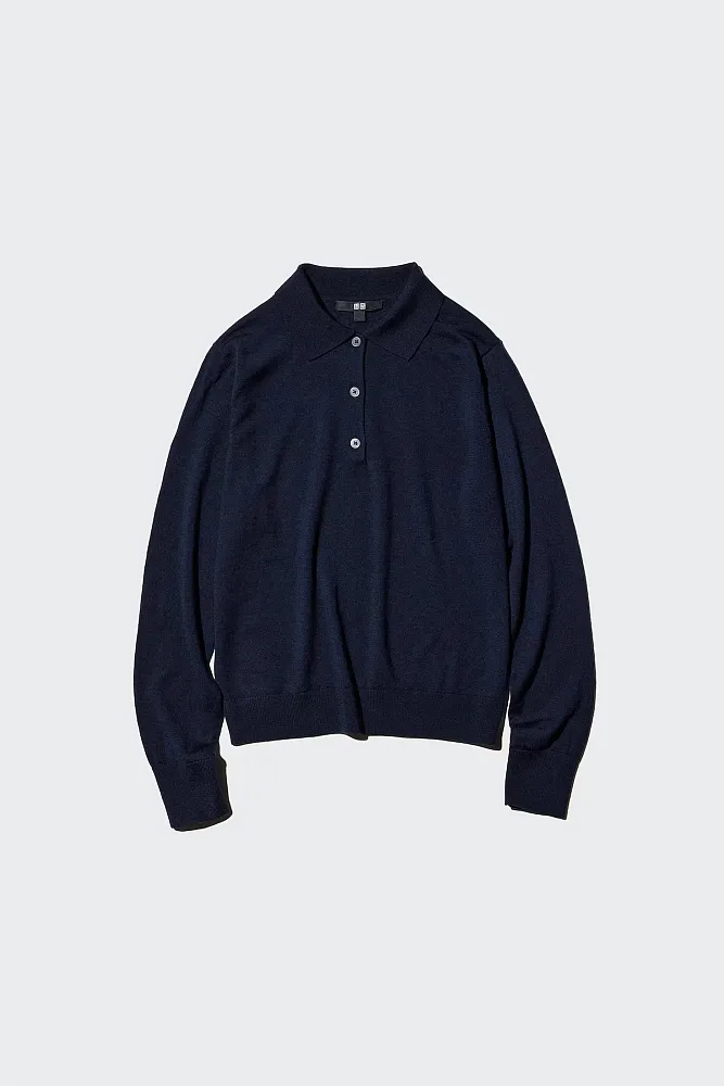 Джемпер-поло из 100% мериноса UNIQLO