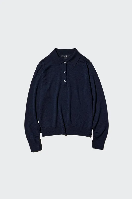 Джемпер-поло из 100% мериноса UNIQLO Джемпер-поло из 100% мериноса UNIQLO
