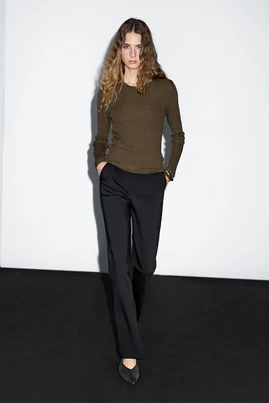 Джемпер из смесовой шерсти в рубчик