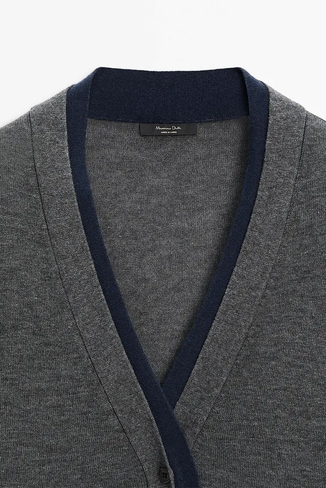 Кардиган из смесовой шерсти с двойной окантовкой MASSIMO DUTTI