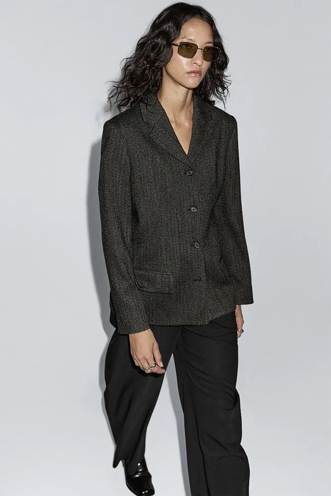 Шерстяной пиджак в елочку MASSIMO DUTTI