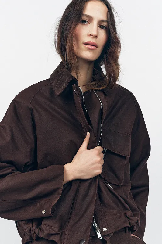 Вощеная куртка с вельветовым воротником ZARA   Вощеная куртка с вельветовым воротником ZARA