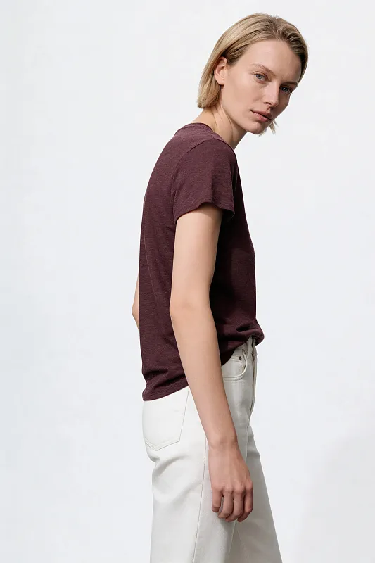 Футболка с закругленным низом из 100% льна UNIQLO Футболка с закругленным низом из 100% льна UNIQLO