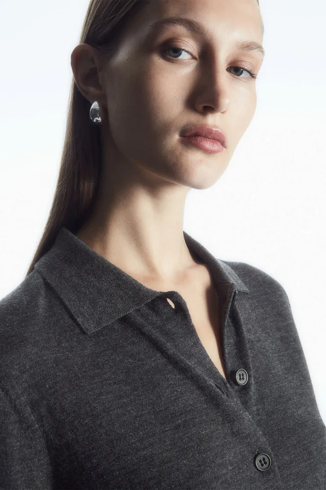 Кардиган из шерсти мериноса с воротником COS