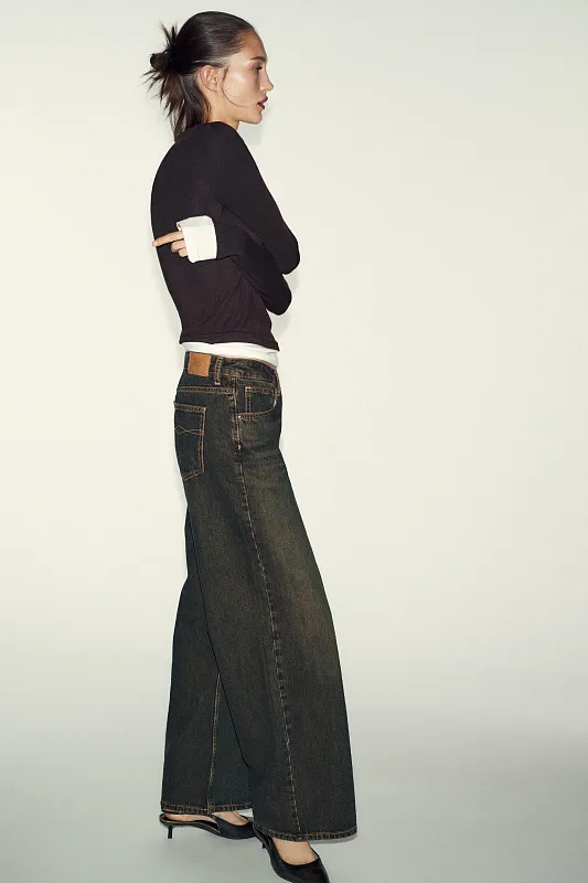 Лонгслив с двойным контрастом ZARA Лонгслив с двойным контрастом ZARA