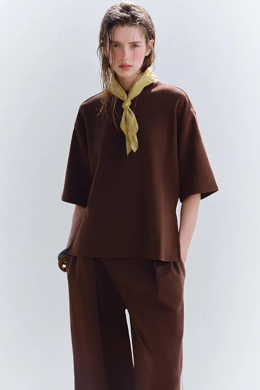 Футболка из интерлока с эффектом потертости ZARA Футболка из интерлока с эффектом потертости ZARA