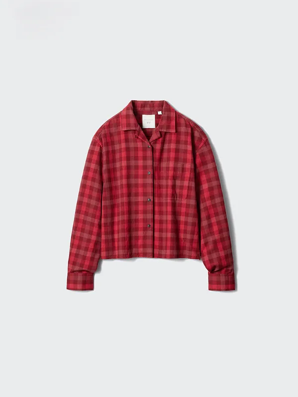 Укороченная фланелевая рубашка UNIQLO Укороченная фланелевая рубашка UNIQLO