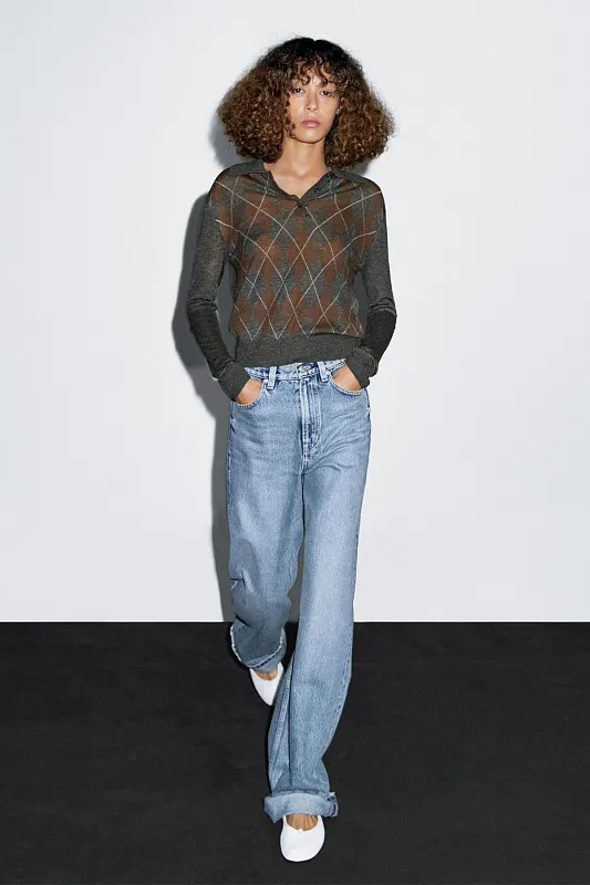 Джемпер-поло из шерсти и шелка MASSIMO DUTTI Джемпер-поло из шерсти и шелка MASSIMO DUTTI