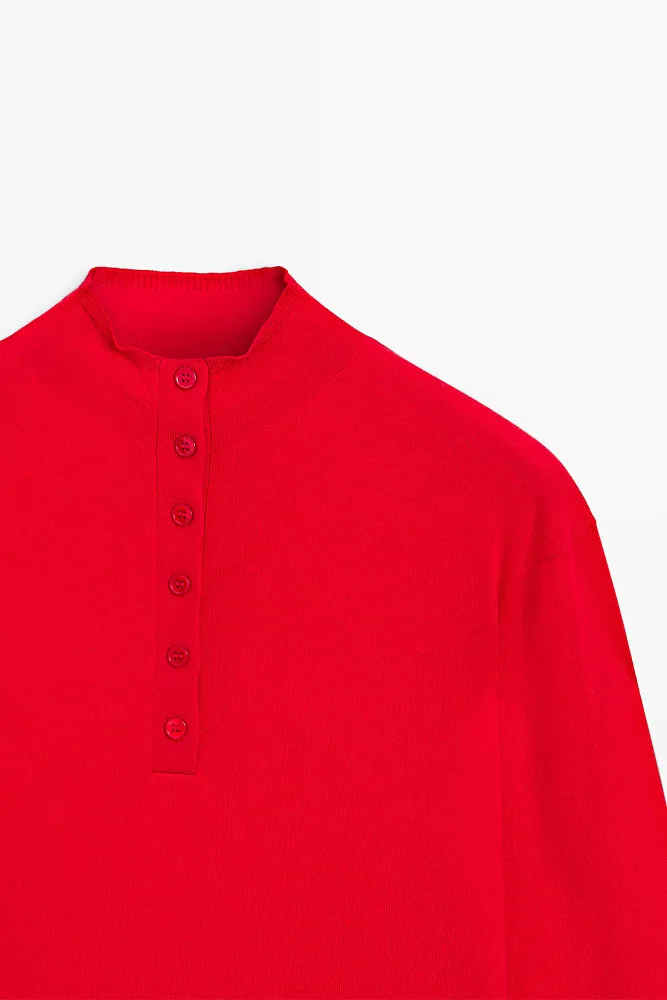 Джемпер с воротником-стойкой на пуговицах MASSIMO DUTTI