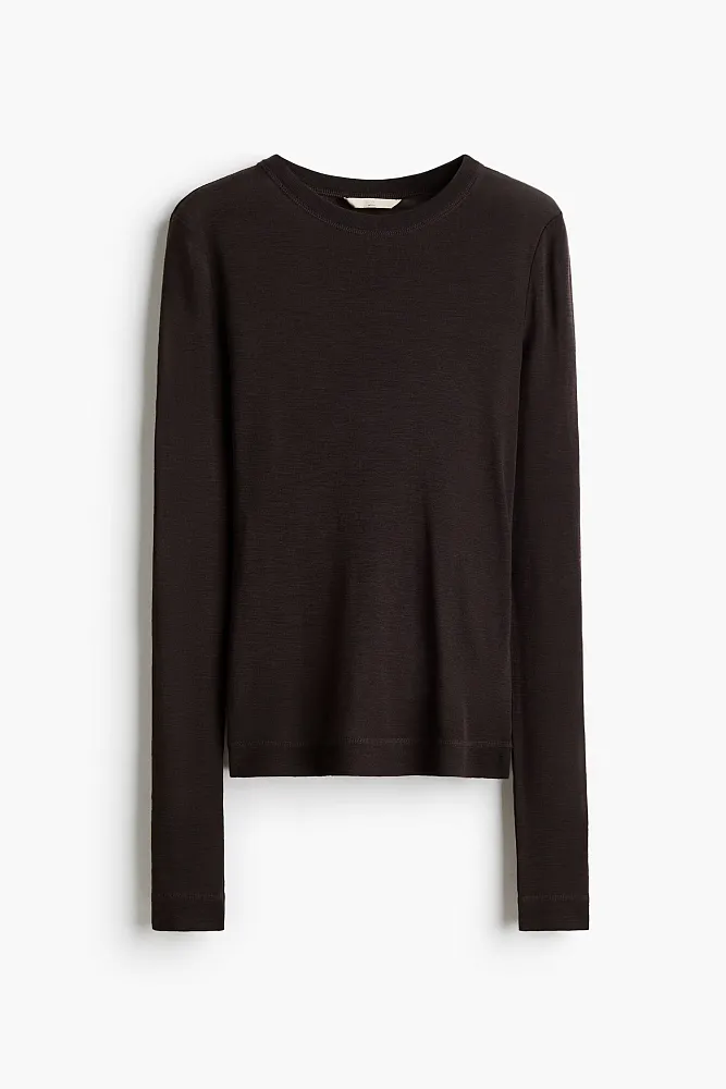 Лонгслив из тонкой шерсти H&M