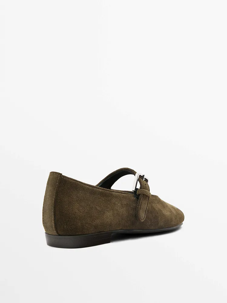 Замшевые балетки MASSIMO DUTTI