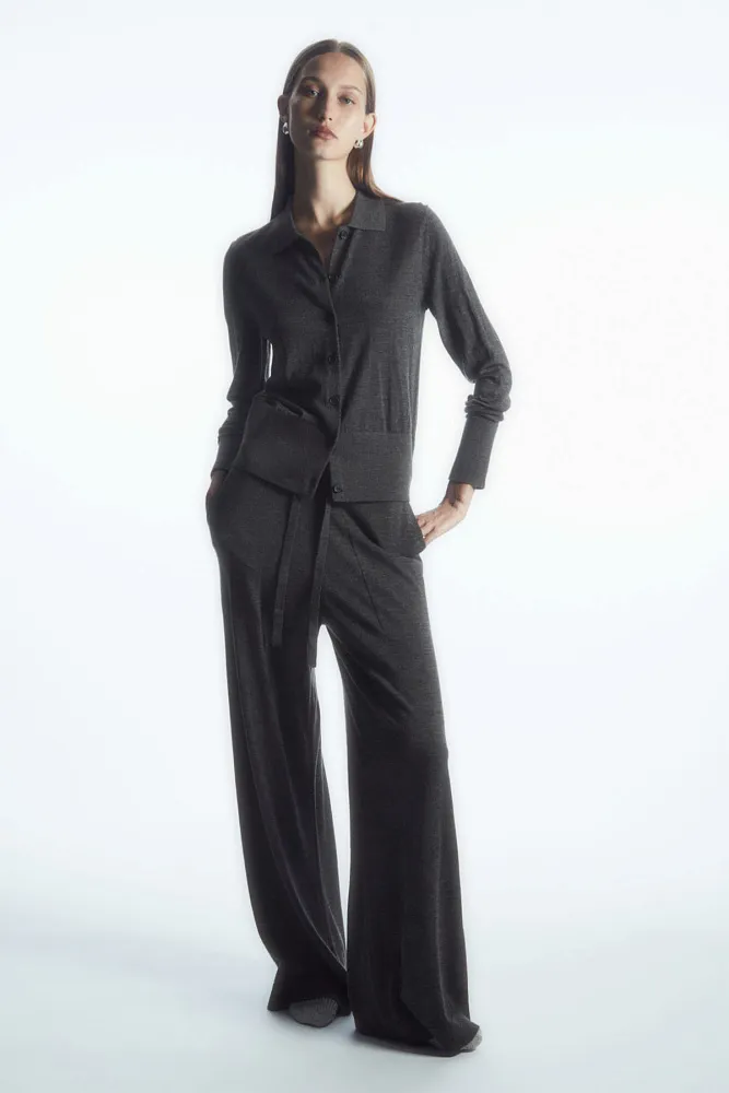 Кардиган из шерсти мериноса с воротником COS