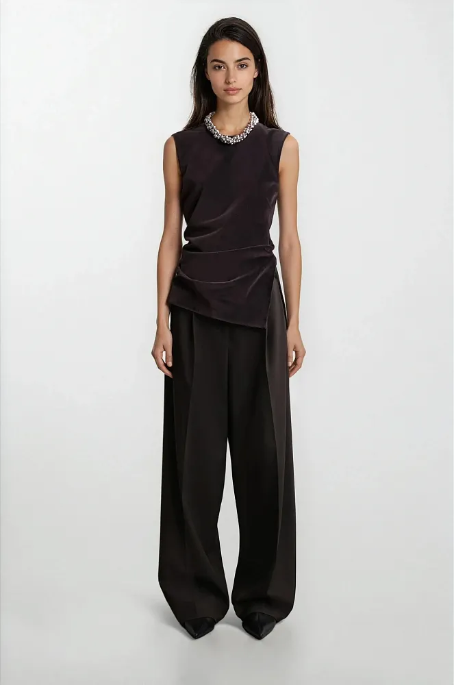 Асимметричный бархатный топ COS