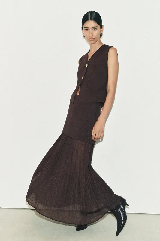 Комбинированная трикотажная юбка с плиссировкой ZARA Комбинированная трикотажная юбка с плиссировкой ZARA