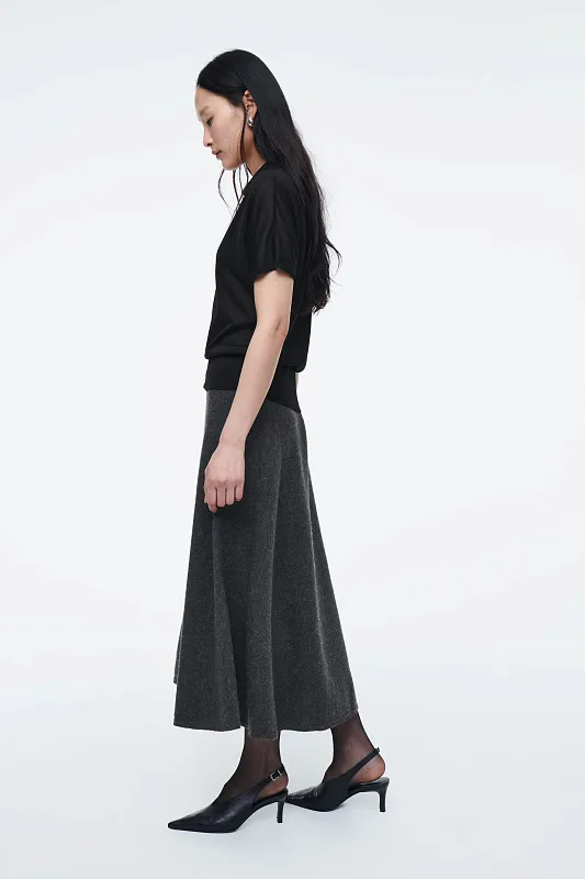 Юбка миди из вареной мериносовой шерсти COS Юбка миди из вареной мериносовой шерсти COS