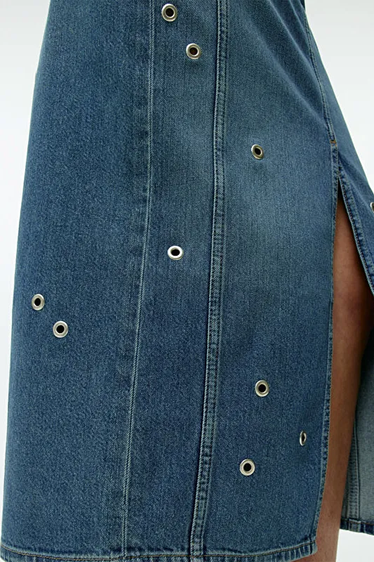 Джинсовая юбка с люверсами ARKET   Джинсовая юбка с люверсами ARKET