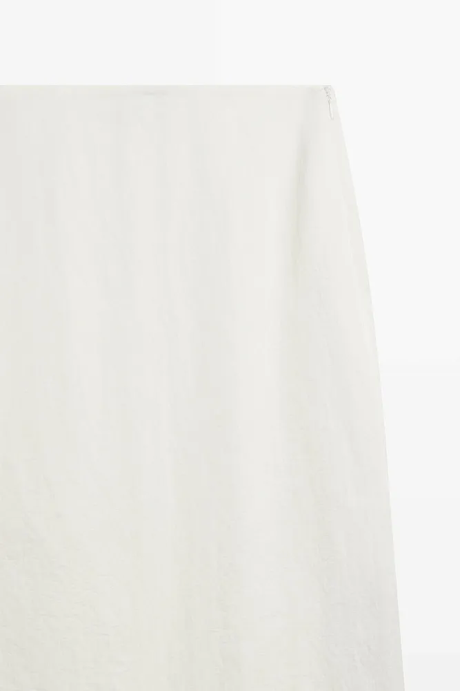 Струящаяся юбка миди с кружевной отделкой MASSIMO DUTTI