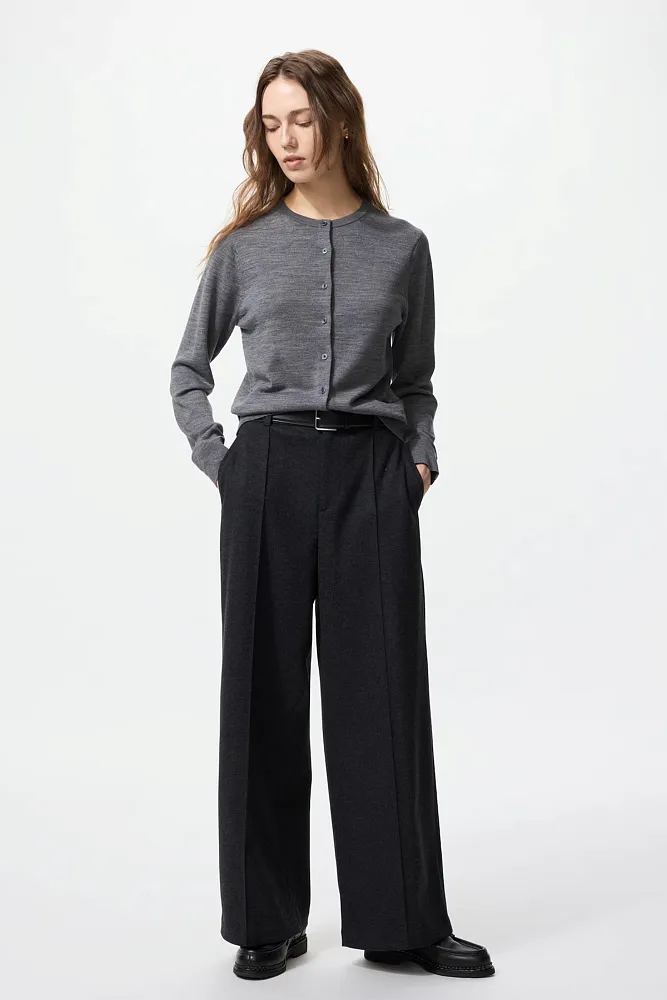 Кардиган с круглым вырезом из 100% мериноса UNIQLO