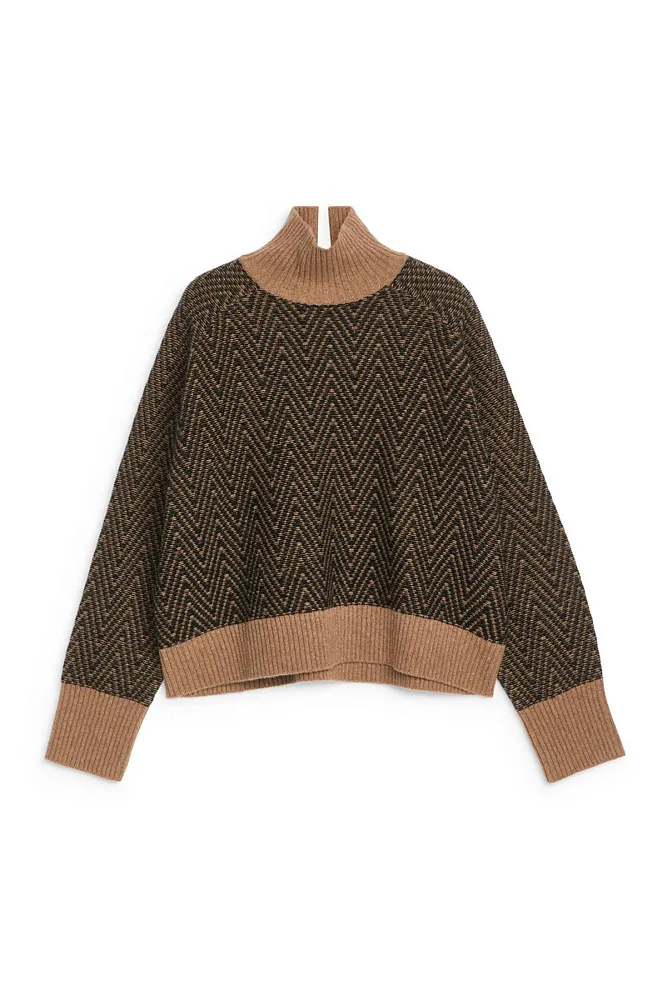 Шерстяной свитер жаккардовой вязки ARKET