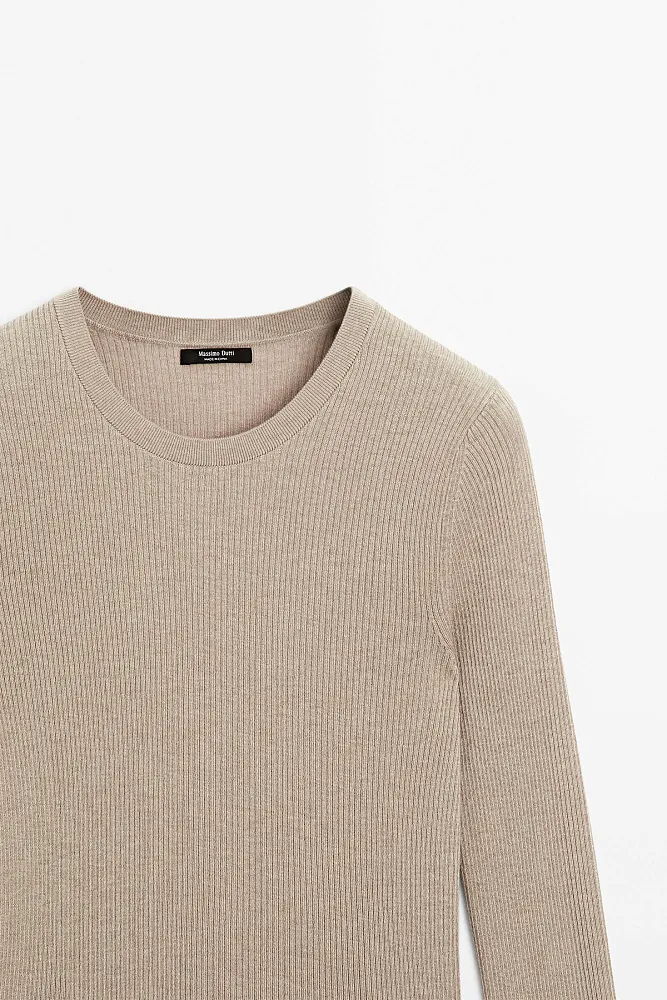 Джемпер из смесовой шерсти в рубчик MASSIMO DUTTI