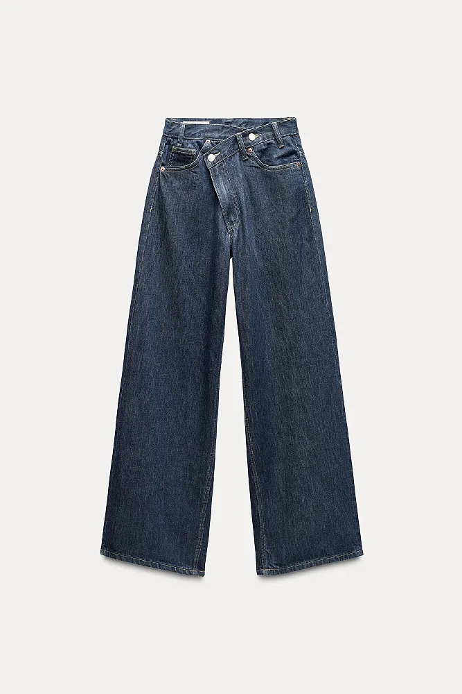 Широкие джинсы TRF с асимметричной молнией ZARA