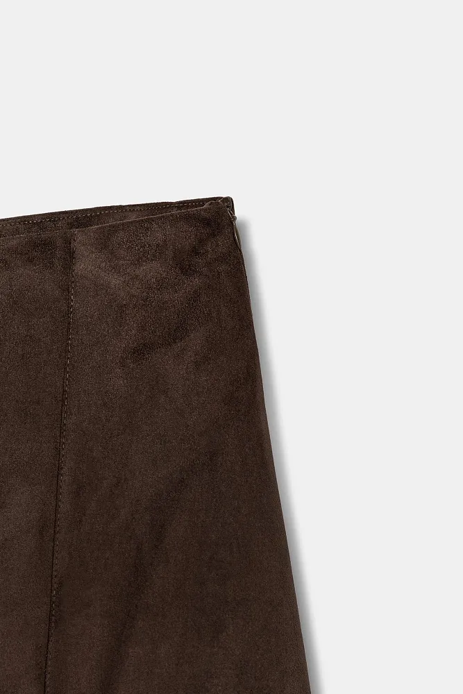 Юбка миди асимметричного кроя из искусственной замши ZARA