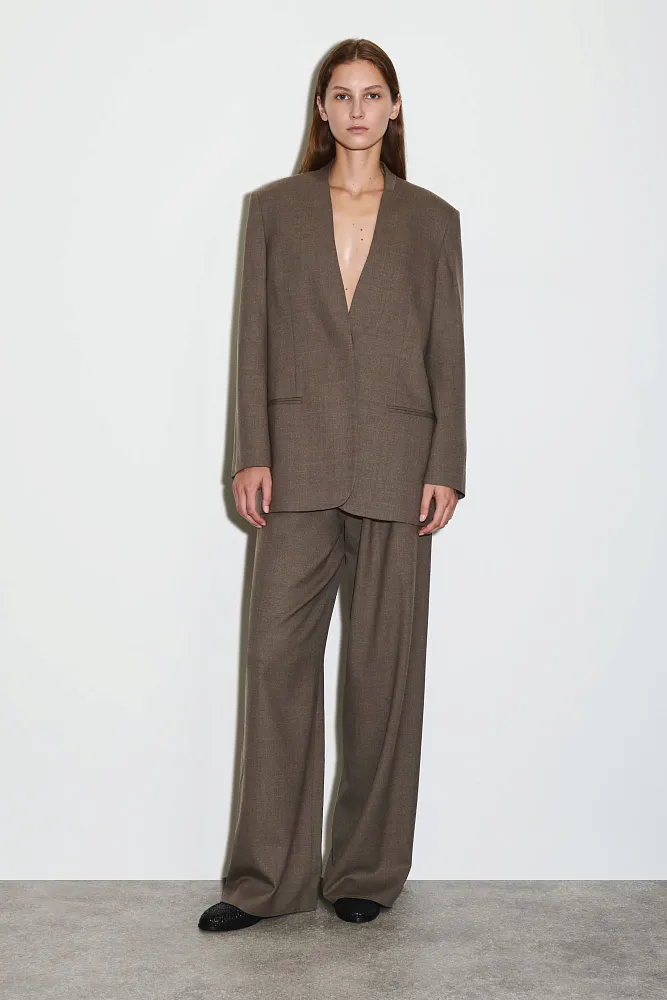 Пиджак без воротника из смесовой шерсти COS