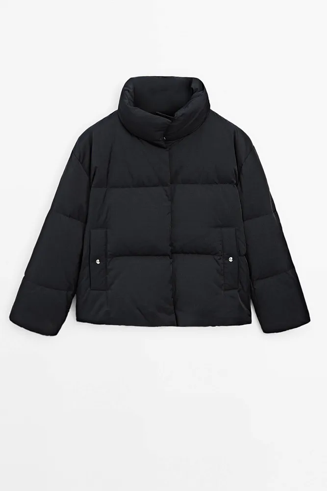 Атласный пуховик MASSIMO DUTTI