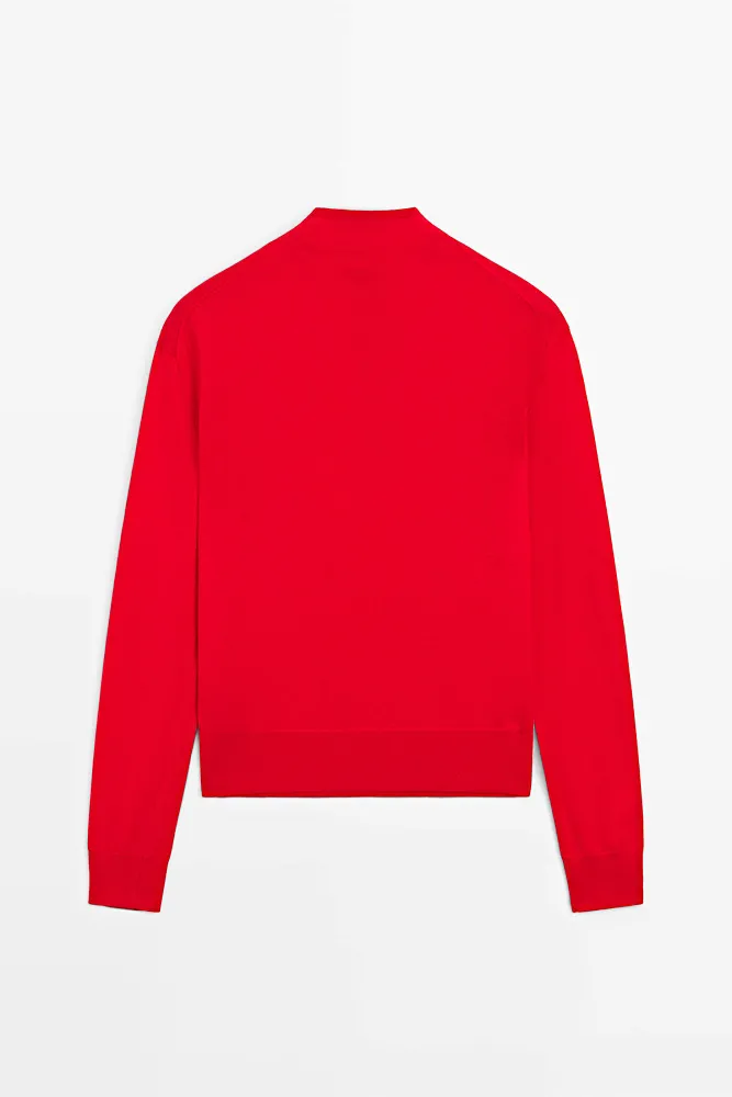 Джемпер с воротником-стойкой на пуговицах MASSIMO DUTTI