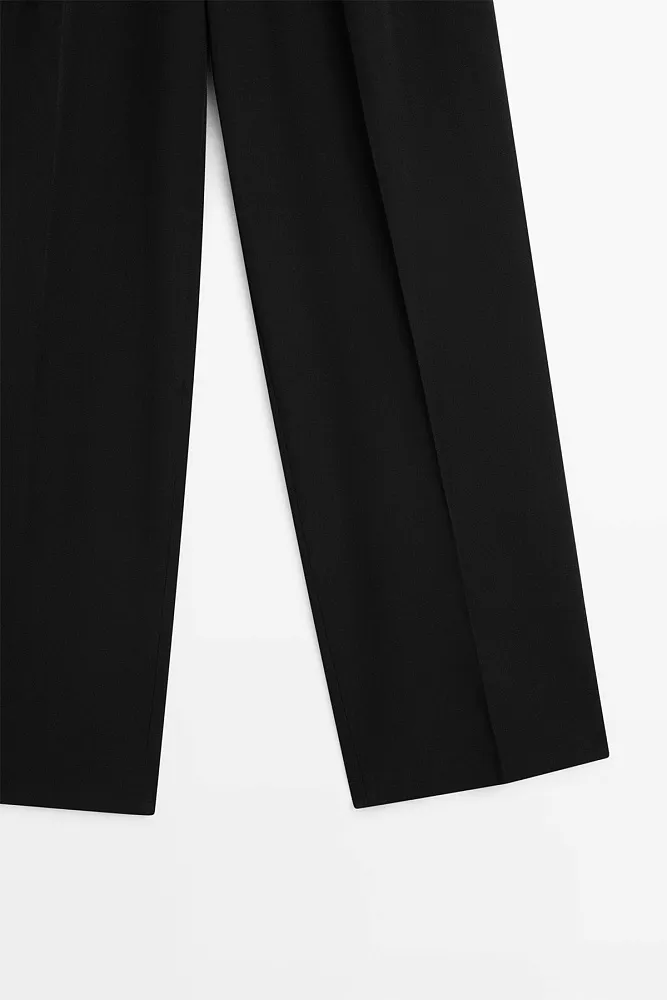 Широкие струящиеся брюки со складками MASSIMO DUTTI