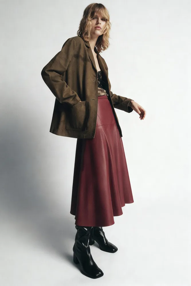 Юбка миди из искусственной кожи ZARA