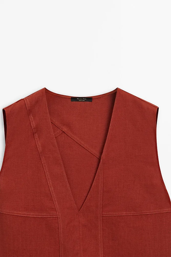 Платье миди с v-образным вырезом MASSIMO DUTTI