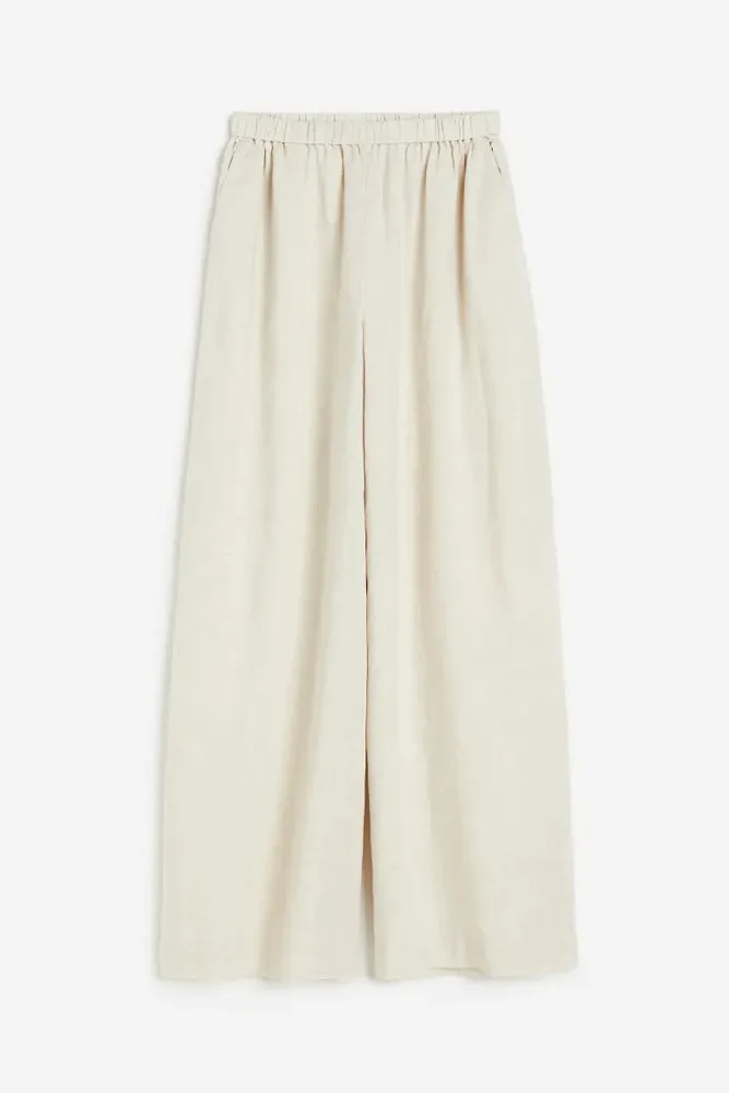 Широкие льняные брюки H&M Premium Selection