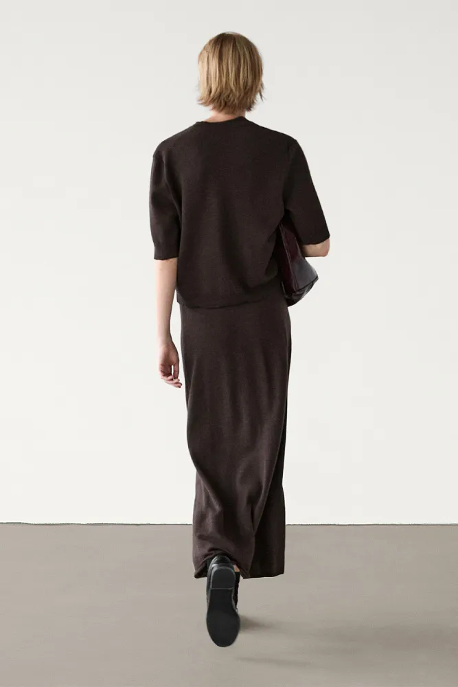 Длинная расклешенная юбка из мериносовой шерсти MASSIMO DUTTI