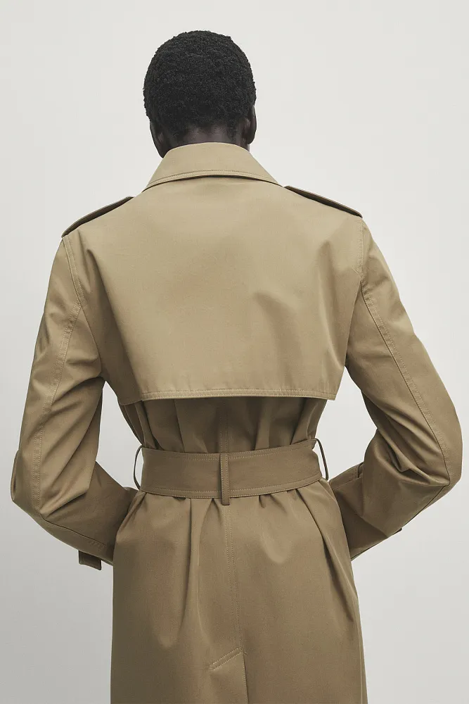 Тренч с поясом MASSIMO DUTTI