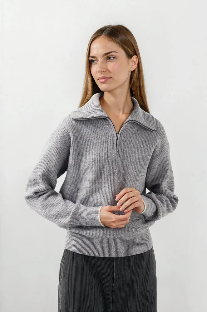 Свитер с полумолнией из овечьей шерсти