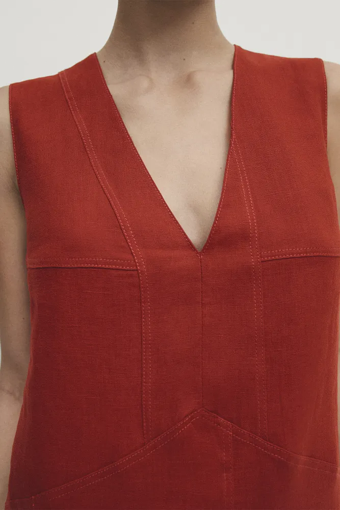 Платье миди с v-образным вырезом MASSIMO DUTTI