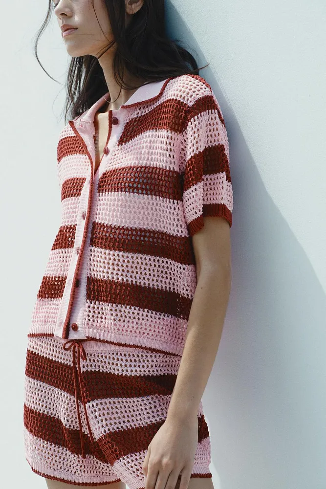 Вязаный топ-поло ZARA