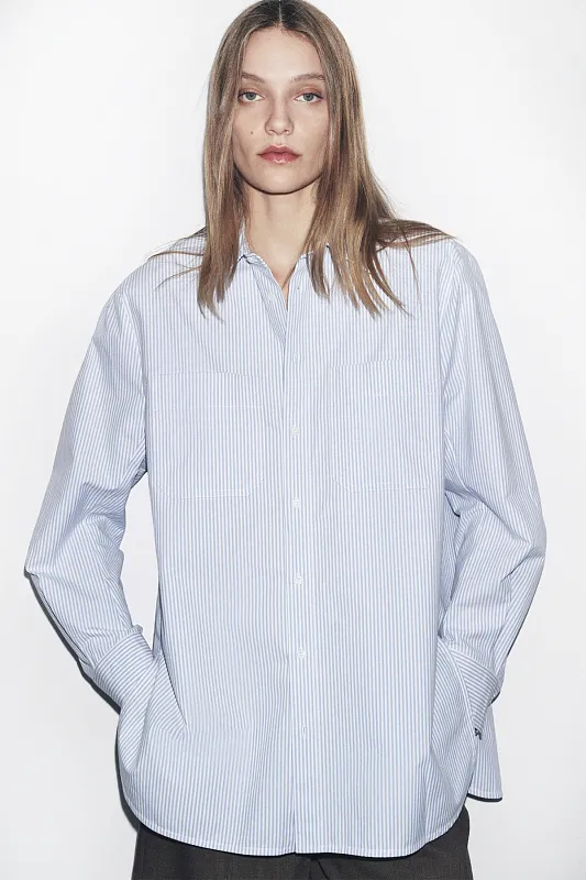 Рубашка в полоску с карманами Рубашка в полоску с карманами