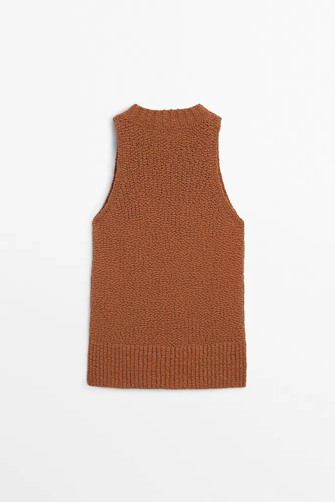 Трикотажный топ с воротником халтер MASSIMO DUTTI