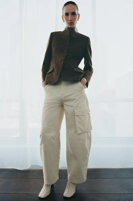 Приталенный пиджак из смесовой шерсти ZARA Приталенный пиджак из смесовой шерсти ZARA