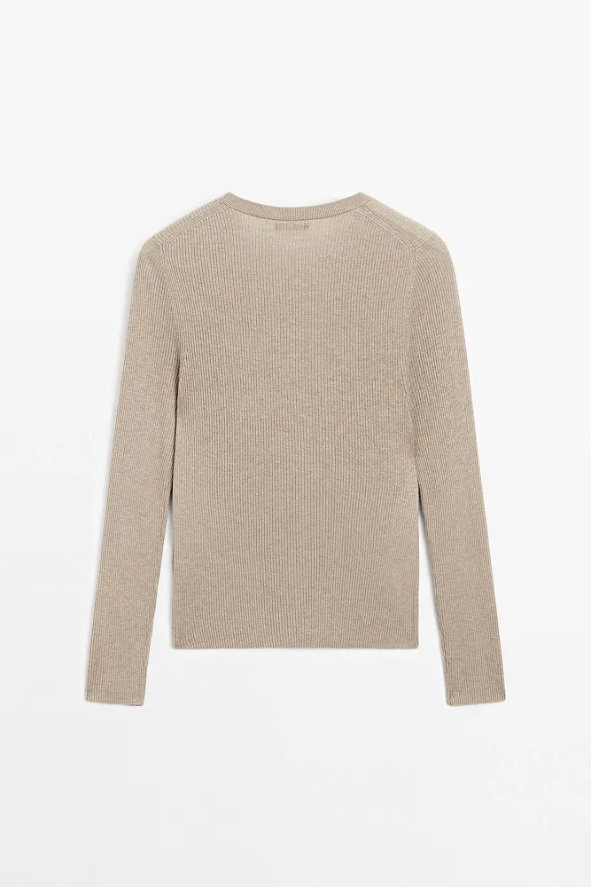 Джемпер из смесовой шерсти в рубчик MASSIMO DUTTI