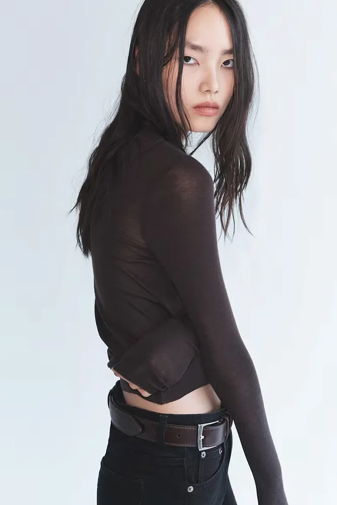 Лонгслив из тонкой шерсти мериноса H&M