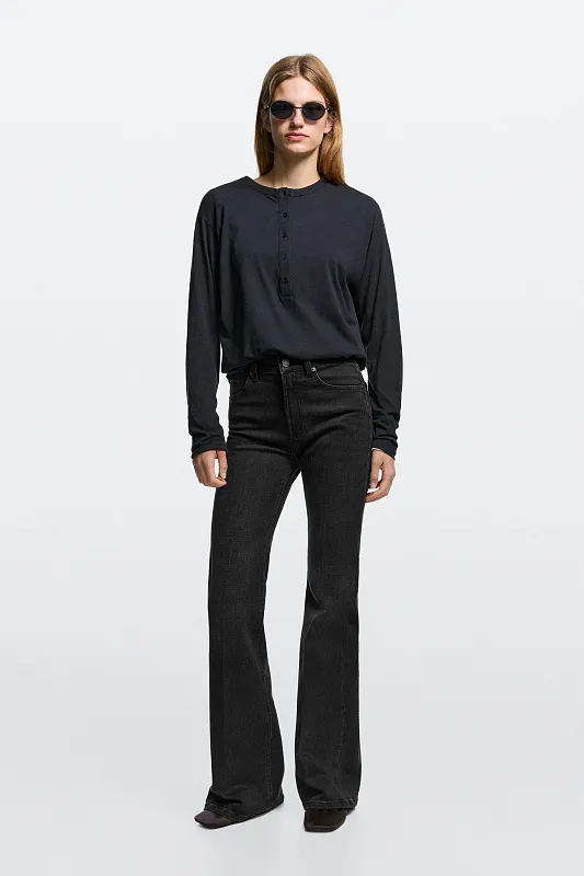 Джинсы Skinny flare с высокой посадкой