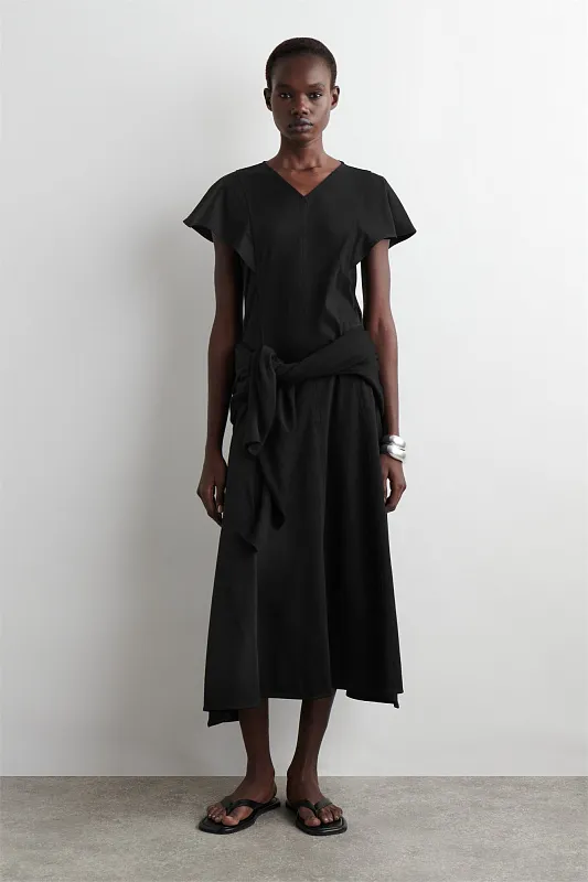 Платье-миди из хлопка с рукавами-лепестками COS Платье-миди из хлопка с рукавами-лепестками COS