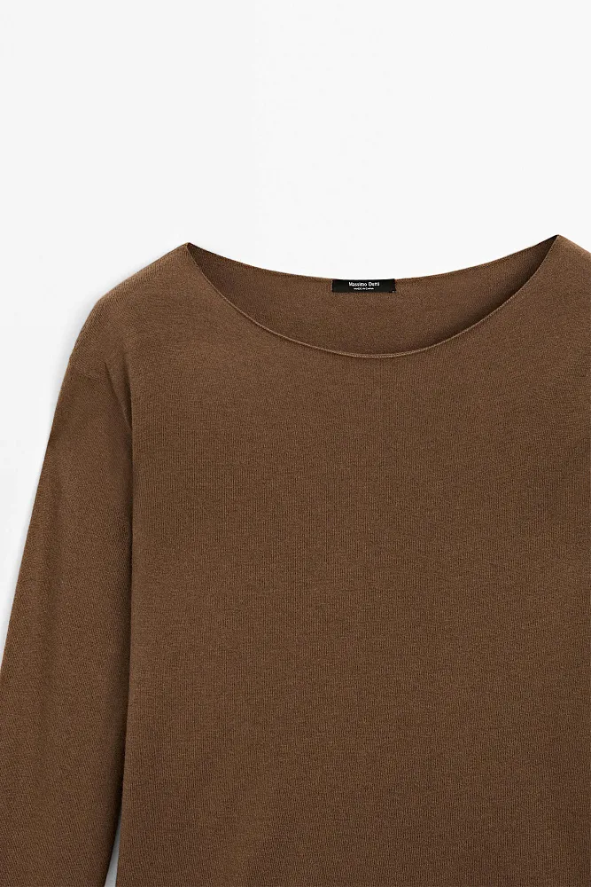 Джемпер из смесовой шерсти с вырезом "лодочка" MASSIMO DUTTI